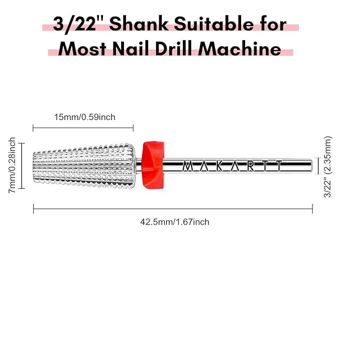 Makartt 5 in 1 Nail Drill Bits,3/32" Shank Tungsten Carbide Tapered Drill Bits for Nails Fast Removing Acrylic Nail Hard Gels Cuticle Professional Nail Efile Bit for Nail Drill Machine(Fine, Silver)
