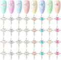 CRASPIRE 56Pcs 8 Colors Cross Nail Charms 3D Y2K Luxury Nail Gems Set Metal Alloy Flat Colorful Vintage Punk Studs Decor for Women Nail Art DIY Crafts Jewelry Christmas Decorations Cellphone