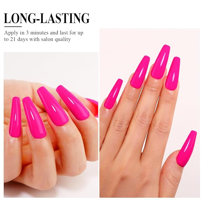 Imtiti Pink Gel Nail Polish, 0.5 Fl Oz Hot Pink Gel Polish Soak Off LED UV Spring Summer DIY Nail Art Starter Manicure Salon