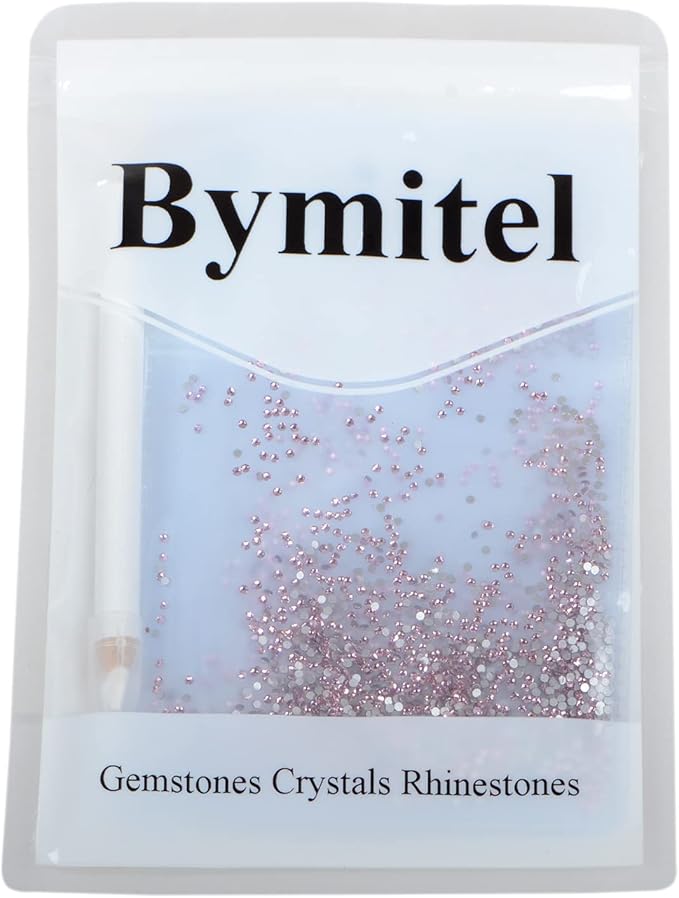 2880PCS Art Nail Rhinestones Non Hotfix Glue Fix Round Crystals Glass Flatback for DIY Jewelry Making with one Picking Pen (ss3 2880pcs, Lt. Rose)