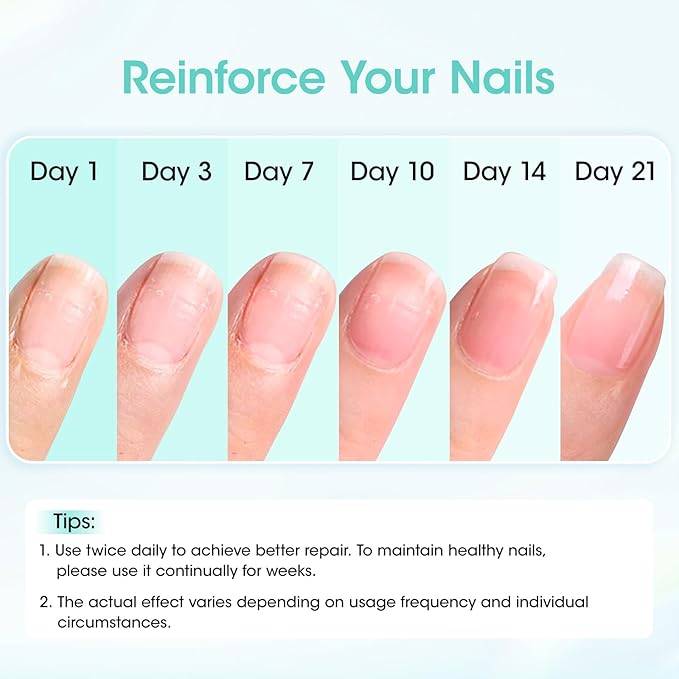 GELLEN Nail Strengthener, 8-In-1 Pro Care Strengthens & Protects Nails Growth Calcium Keratin Active Nourish Nail Repair Growth Treatment for Weak Nails, Air Dry Clear, Non-Polish, 15ml Unscented
