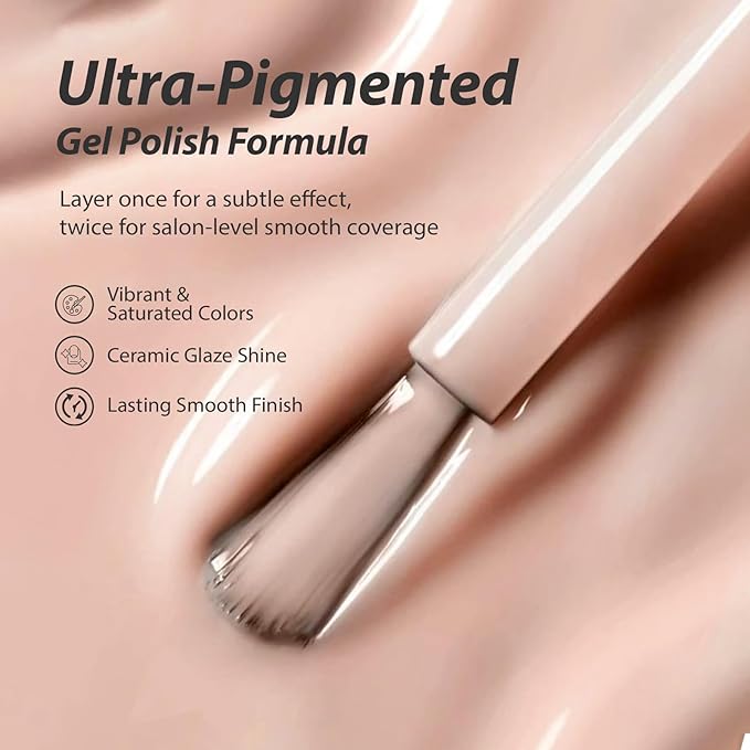 Makartt Ultra-Pigmented Gel Nail Polish Nude 15ml, One N'Done Nude Gel Polish One-Coat High-Gloss Ceramic Shine, Salon-Grade UV Nail Art Manicure DIY Salon Home - Barely There