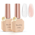 MelodySusie 2PCS 15ML Clear Nude Pink Builder Nail Base Gel for Nails Thickening,Soak Off UV Extension Gel,Rhinestone Glue in a Bottle for Nail Art Design Gift for Women Salon DIY Manicure at Home