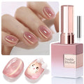 Double Rhythm 0.5 Oz Cat Eye Gel Polish with Magnet Same Color Same Bottle Holographic Glitter Shimmer Translucent Color Salon 15 ML Magnetic Nail Art (Nude Pink-MC1179)