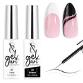 SXC Cosmetics Gel Liner Nail Art Set – Black & White 2pcs Gel Liner Nail Art Chrome 3D High-Gloss Effect for Nail Paint Design with Thin Brush DIY French Manicure Curing Requires