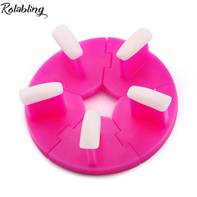 False Nail Art Tips Display Stand with 100 pcs Removable White False Nail Art Tips for Practice Training Nail Tools