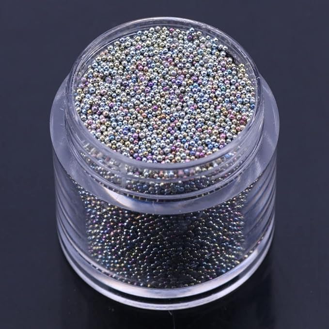 Nail Art 3D Caviar Beads Mini Metal Ball Gold, Silver, Rose Gold, Gun Black (15G, 15000 Pieces) Steel Beads Decoration Accessories