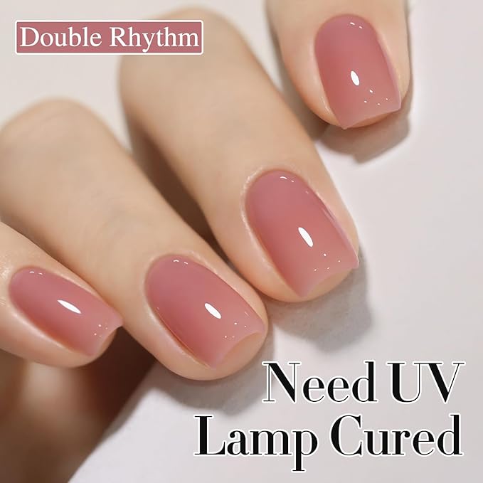 Double Rhythm Gel Polish 15ML Jelly Sheer Pastel Light Milky Color Pearl White Bottle 1 PC 0.5 OZ Full Size Nail Art Salon at Home (Jelly Purple Pink-D1495)