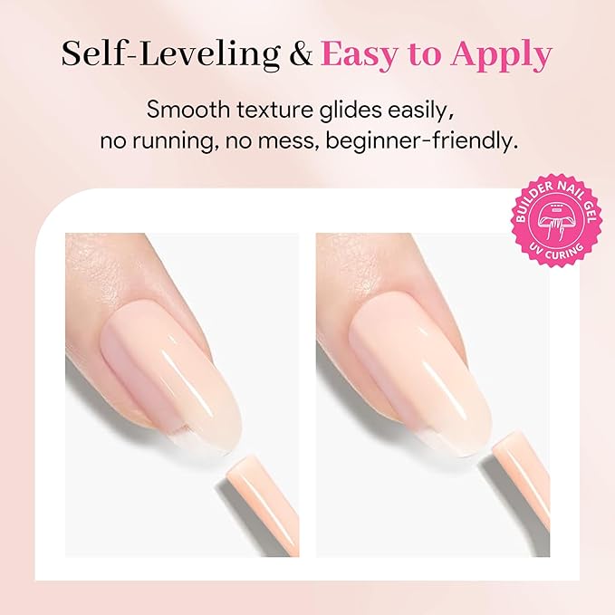 Builder Nail Gel Polish, 8-in-One Building Strengthener Apex Enhancement Extension Hard Jelly Nude Gel Polish LED Lamp Cured Rubber Base Coat for DIY Manicure Home Beauty Gifts for Women