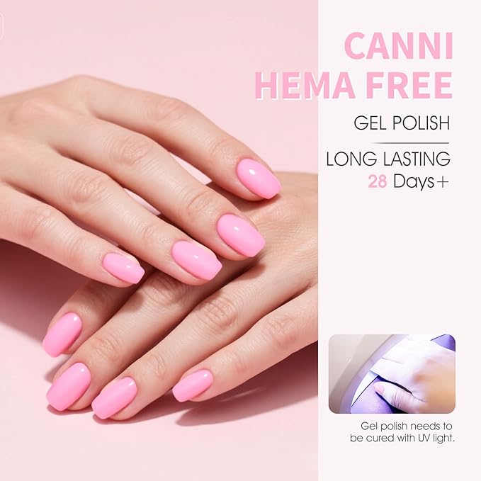 CANNI Baby Pink Gel Nail Polish, 1Pcs Nude Pink Gel Polish Light Nude Color Soak Off U V Nail Manicure Salon DIY at Home