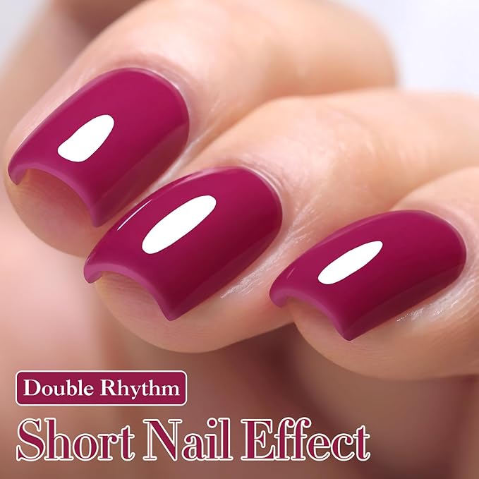 Double Rhythm Gel Polish 15ML Jelly Sheer Pastel Light Milky Color Pearl White Bottle 1 PC 0.5 OZ Full Size Nail Art Salon at Home (Wine Red-D1456)