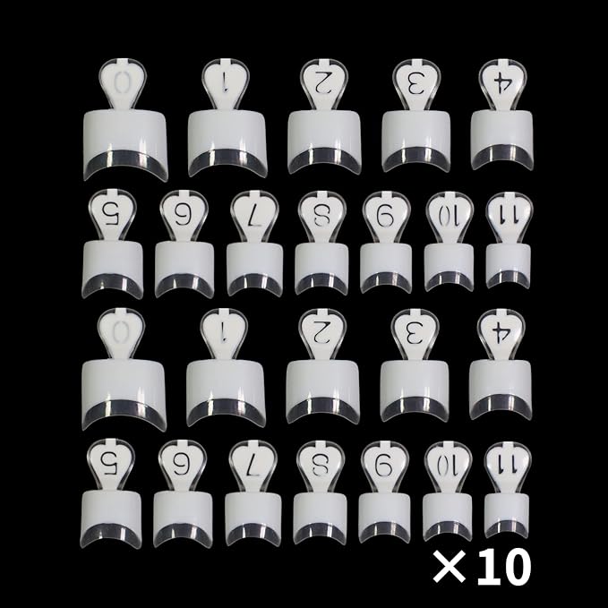 12 Sizes White French Fake Nail Art Tips 24pcs/kit Short Wrap Edge Armor DIY Acrylic False Nails Manicure Accessories Tool x 10 kits