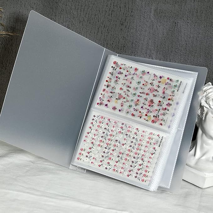 Nail Art Sticker Storage Book Collecting Album 80 Slots Empty Storage Holder Binder Book Plastic Nail Stenicls Organizer Easy Photo Album Manicure Nail Art Tools 1pack