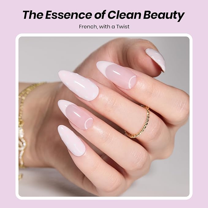 Beetles French Tip Gel Polish - Peach Mousse 15ML with French Tip Stamp, Hema Free White Light Pink Gel Nail Polish, Same Color Bottle, Soak Off UV LED Lamp French Nail Kit Art for Spring Nails