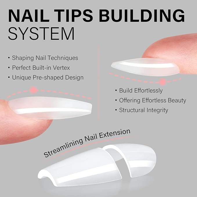 AILLSA Milky White Press on Nails Medium Almond, 112 Pcs 4 Shapes Soft Nail Tips Acrylic Fake Nails Press Ons Set, Pre-Applied Primer Long Lasting False Nail Extensions for Manicure Home DIY