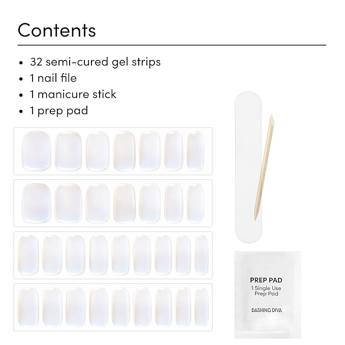 Dashing Diva Glaze Effects Nail Strip Set - Iridesci - Long Lasting, Chip Resistant, Semi-Cured Gel Nails - 4-Piece Manicure Set with 32 Strips