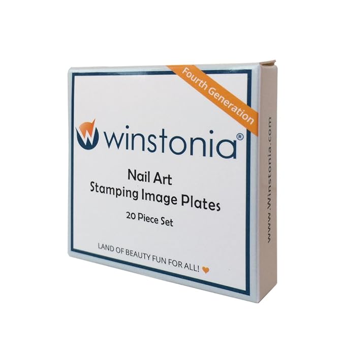 Winstonia Nail Art Stamping Plate 20 pcs Bundle Set Manicure Decoration Templates - Water-marbling, Floral, Galaxy, Fantasy, Lace, Pandas and more