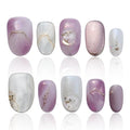 Homemade Press On Nails Acrylic Almond Medium Lavender Press On Nails 3D Nails COOLYOUNG Handmade Nails 15PCS, Size L