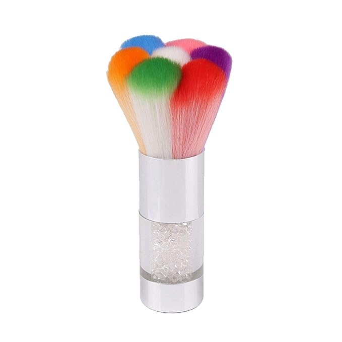 YOTOZU Colorful Fingernail Nail Art Dust Brush Rhinestones Remover Powder Brush Cleaner For Acrylic&UV Nail Gel Powder Nail Art Dust Remover Brush,Silver