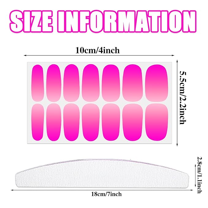 WOKOTO 12 Sheets Red Pink Gradient Nail Stickers Full Nail Wraps For Women, Solid Ombre Design Nail Gel Stickers For Nails Polish Strips With Nail File Kit, Gel Nail Strips Press On Nails Polish Wraps