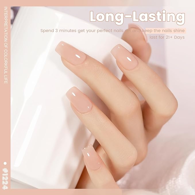 RARJSM Rubber Base Coat Gel Polish Nude Natural Pink Skin Tone Rubberbase Gelpolish for Nails Natural Color French Manicure Extend Soak Off Curing Requires Single Bottle 15ml Salon Home DIY Use