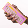 LAMIMOSA 32Pcs Press On Nails Short Almond - Gold French Tip Press on Nails, Soft Gel Fake Nails in 16 Sizes, Reusable Glue on Nails Kit, GOLD BLESSED