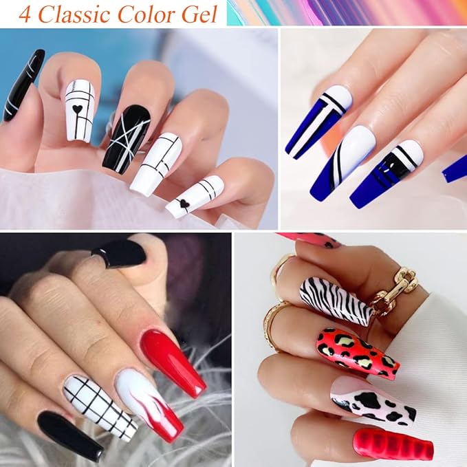 MIZHSE Gel Liner Set for Nail Art, Classic 7 Colors Painting Gel Polish, Drawing Gel Nail Liner Soak Off U V LED Nail Art Manicure Home DIY