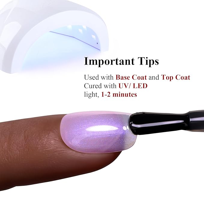 Pearl Gel Nail Polish, Purple Transparent Shimmer Shell Nail Gel Polish Glitter Mermaid Iridescent Pearlescent Sparkle Spring Summer Soak Off Led UV Manicure 15ML