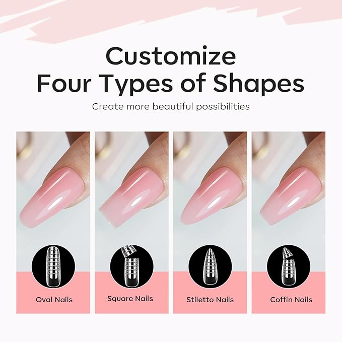modelones Poly Nail Gel Kit 6 Colors with 8 W Lamp Nail Extension Gel Kit Nude Clear Pink Natural Complete for Beginner Thickening Solutions DIY at Home for Women