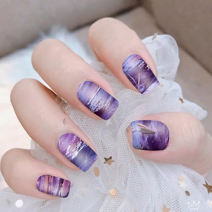WOKOTO 12 Sheets Blooming Gradient Nail Polish Strips For Women Nail Art Wraps For Nails, Colorful Graffiti Marble Nail Stickers Gel Nail Strips Press On Nail Polish Stickers For Women Girls