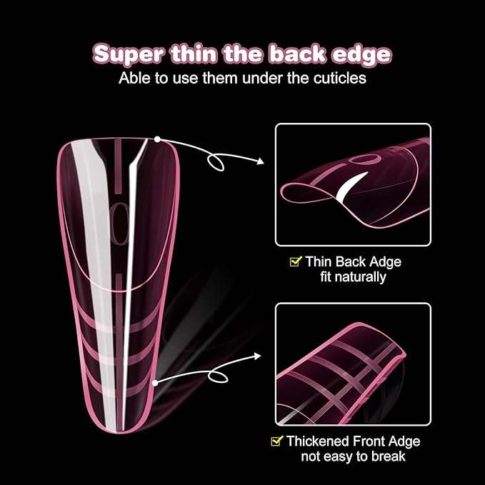 NMKL38 Pink 150PCS Dual Nail Forms 15 Sizes