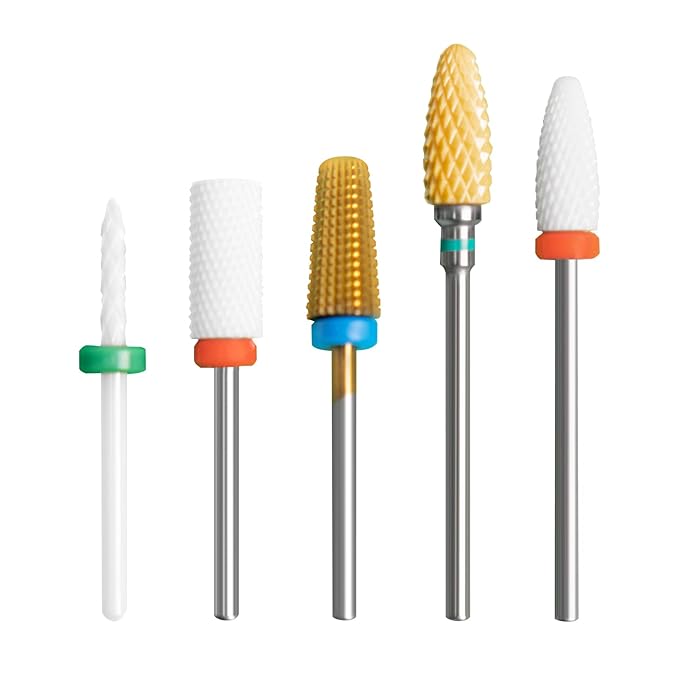 13PC Nail Drill Bits Set, Drill Bits for Nails,1pcs 5 in 1 Nail Drill Bit +4pcs Ceramic Nail Drill Bits+8pcs Diamond Drill Bits,Cuticle Remover Bits for Acrylic Gel Dip Powder Nail File Machine