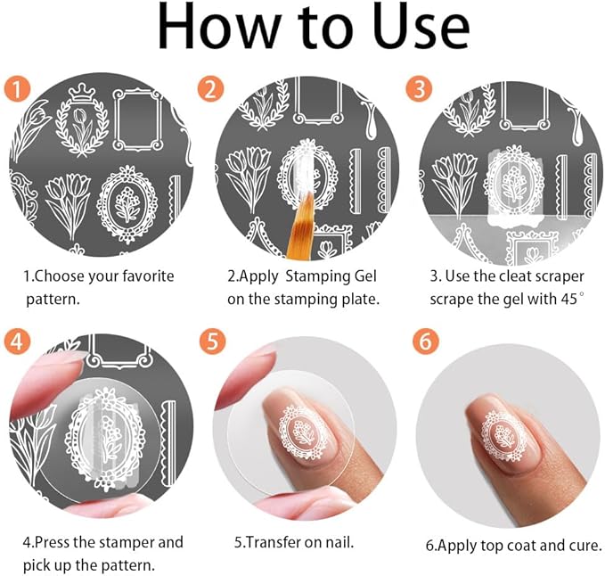 PH PandaHall 3pcs Tulip Nail Stamping Plate Vintage Mirror Nail Art Templates Picture Frame Manicures Image Plates Flower Nails Art Stencils Nail Stamper for Women Print Manicures Salon Design