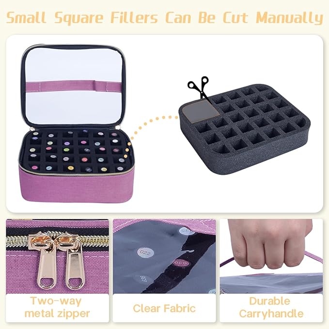 Small Clear Nail Polish Case Holds 30 bottles(15ml-0.5fl.oz) Nail Polish Organizer Multifunctional Nail Polish Bag organizer, Cosmetic Travel Makeup Cases for Women, Purple