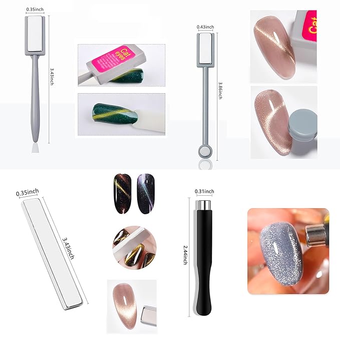 10Pcs Cat Eye Magnet for Nails 3D Cat Eye Nail Art Magnet Strong Pen Double Head Cat Eye Magnet Stick Cat Eye Gel Nail Polish Magnet Manicure Tool For Nails Double-Head Nail Magnetic Stick