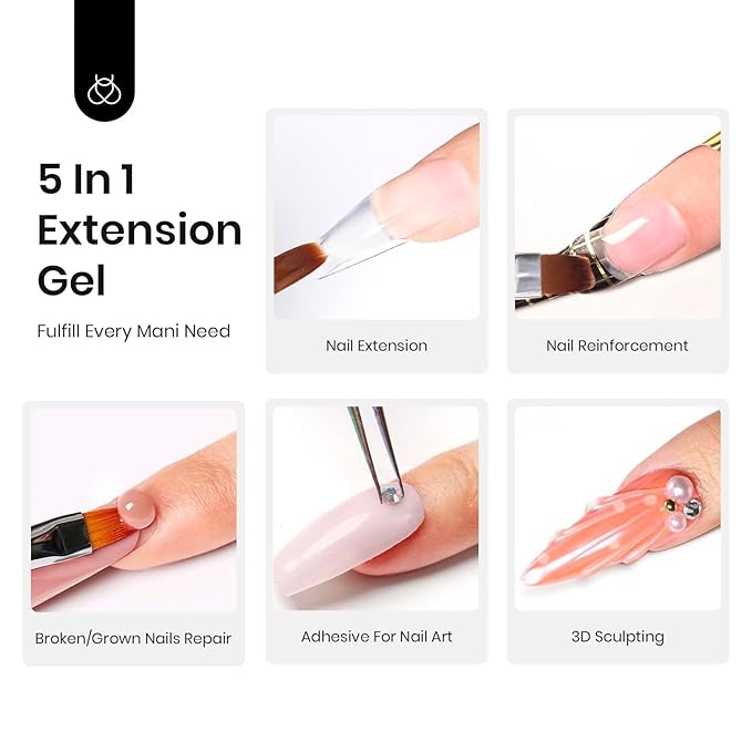 Beetles Hema-Free 60g Poly Nail Gel - Clear Nail Extension Gel Naturally Strengthens Long-Lasting DIY Art, UV & LED Needed