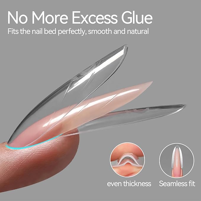 240 pcs Sandwich Dual Nail Forms Reusable Quick Nails Extension Mold for Builder Structure Poly Gel,15 Sizes Long Oval Bulider Forms with Almond Shape Guide Lines Nail Art Tools Salon Home