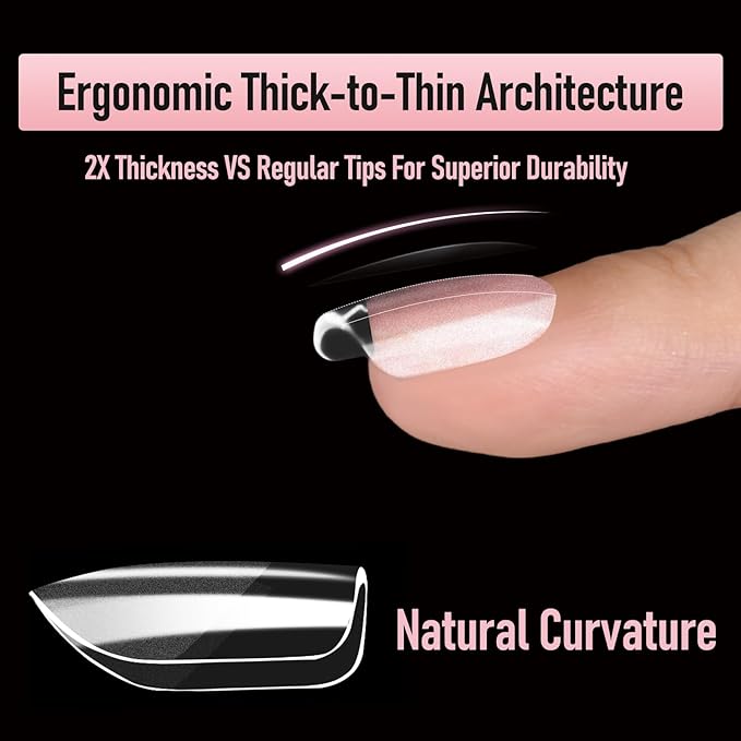 Square Nail Tips Extra Short Thicken Soft Gel Nails Pre-etched XS Clear Full Cover Press on Acrylic Fake Nail Extension for Manicure Salon Home DIY 360Pcs 15 Sizes Black Box Collection