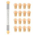 SILPECWEE 1Pc UV Gel Nail Gradient Sponges Pen With 16Pcs Replaceable Sponge Heads Double Head Nail Ombre Brush Acrylic Manicure DIY Nail DesignTools