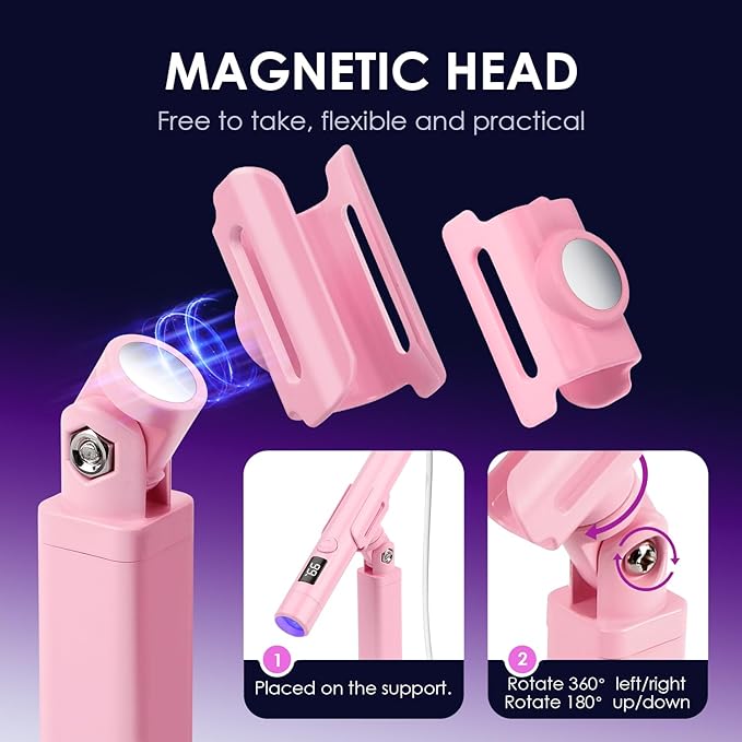 Mini UV Light for Nails,Pink Portable Small Handheld UV Light for Gel Nails,Cordless Rechargeable Flash Cure Lamp,Squish Pen Gel Lamp with Stand for Home/Manicure/Salon,Nail Supplies/Tools/Accessories