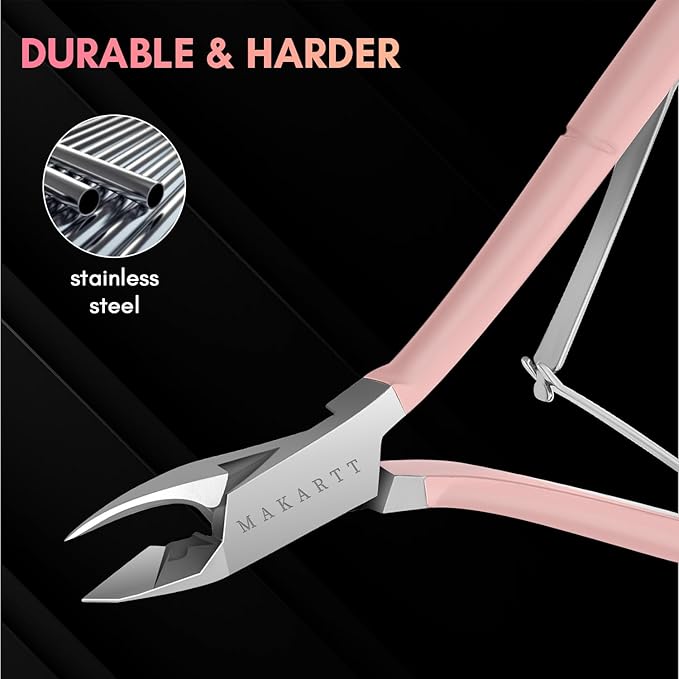 Makartt Rechargeable Nail Drill 30000RPM Portable Electric E File Malory Acrylic Nail Gel Polish Remover Bundle with Cuticle Nippers, Pink Cuticle Trimmer Extremely Sharp Full Jaw Cuticle Cutter