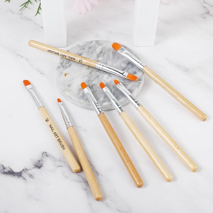 7 Pcs Gel Nail Brush Acrylic Nail Brush French Tip Brush French Manicure Pen Nail Art Brushes for Home Salon Use