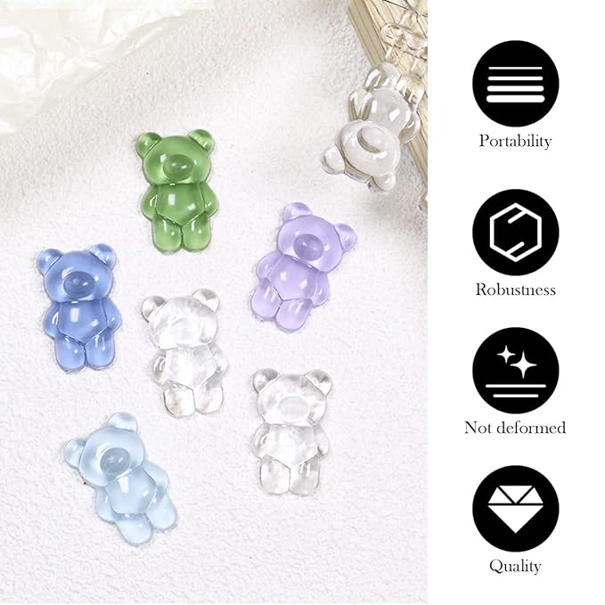 140pcs Nail Polish Color Card Display Sticks Cartoon Bear Shaped Transparent Acrylic Display Card for Colorful Polish DIY Manicure Tool Accessories