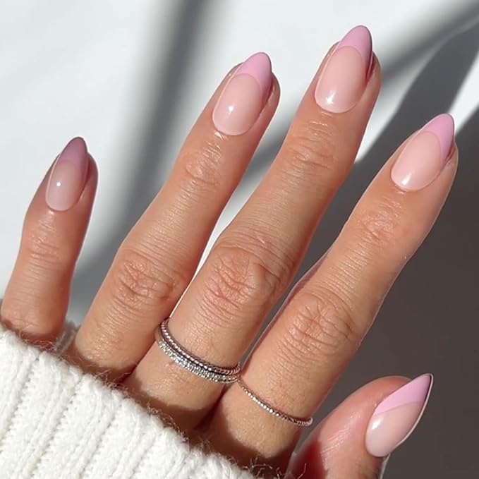 Clear Semi Cured Gel Nail Strips French Tip 20Pcs Dusty Pink UV Gel Nail Stickers Glossy Nails Polish Strips UV/LED Light Needed Self Adhesive Full Polish Nails Wraps for Women
