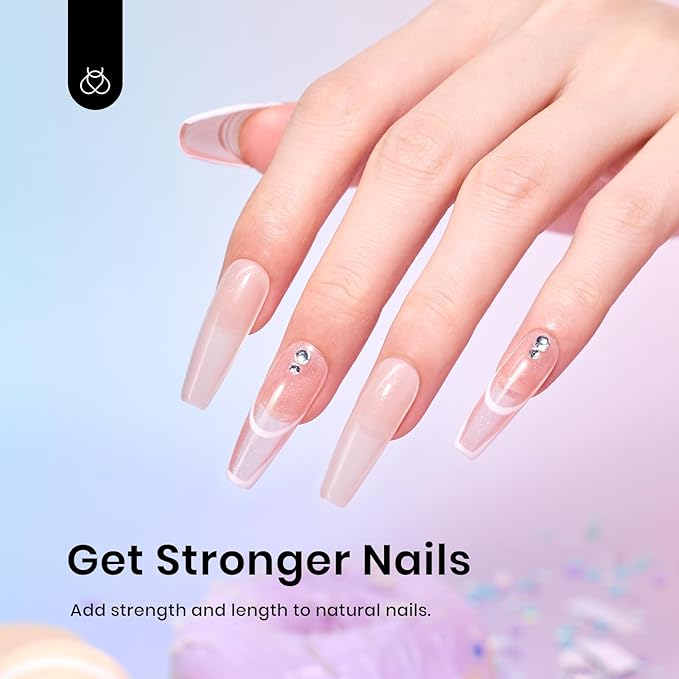 Beetles Builder Gel Set,6 Colors Glitter Shimmer 7 in 1 Nude Pink White Nail Thickening Strengthening Building Apex for Beginner DIY Salon at Home,Shimmer Builder Nail Gel,UV & LED Lamp Cured Needed