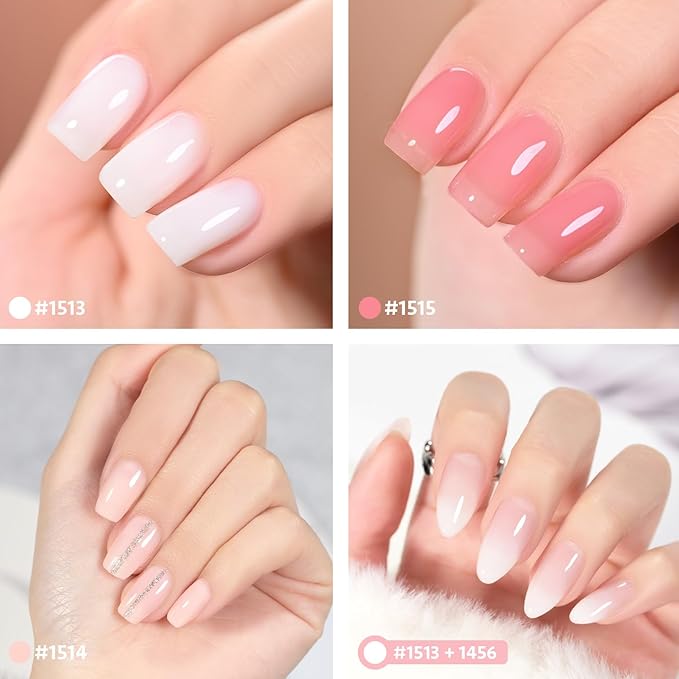 GAOY Gel Nail Polish Kit with UV Light for Beginners, 6 Colors Sheer Milky White Pink Orange, Gel Polish Kit with Top and Base Coat for Salon and Nail Art DIY at Home