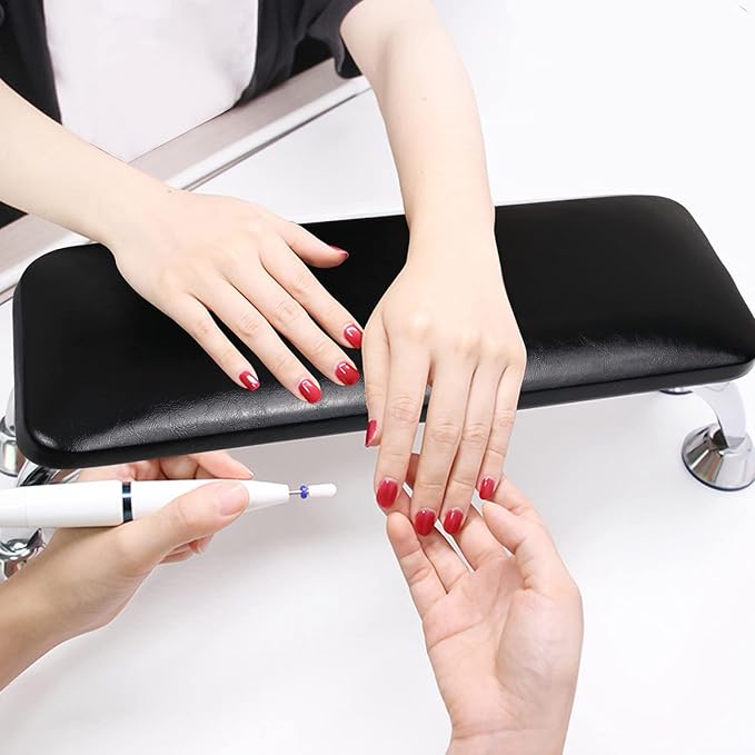 Arm Rest for Nails Tech, Easy Clean Nail Arm Rest, Comfortable, Supportive Hand Rest for Manicures and Pedicures, Salon-Quality Armrest with PU Leather for Nail Art (Black)