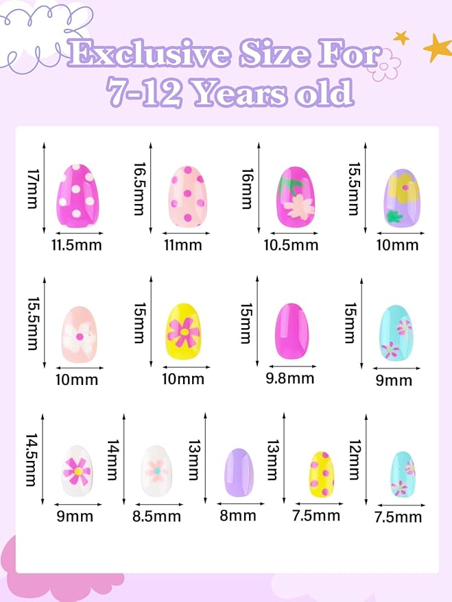 78PCS Kid Press on Nails, EBANKU 3 Pack Children Fake Nail Kit Full Cover Short False Fingernails with Nail Glue for Girl Nail Decoration (Colorful Polka Dots)