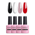 AIMEILI Gel Nail Polish Soak Off U V LED Hema Free Cruelty Free Vegan Elegant Classic Nude Black Red White Color Gel Set Of 4pcs X 10ml - Kit Set 19