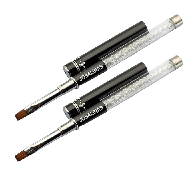 Nail Brushes Art Pen 2PCS, Gel Polish Painting Tools with Nail Extension Gel Builder, Salon at Home DIY Manicure (Black-Flat#6)